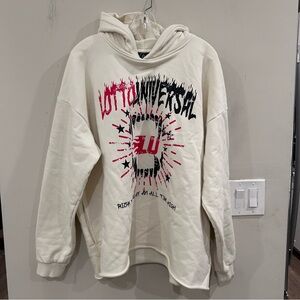 Lotto Universal pullover cream hoodie. front features a unique graphic . Size XL